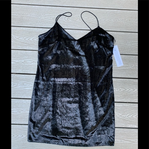 Topshop NWT!! Black Glitter Velvet Slip Dress US8 - Picture 2 of 6
